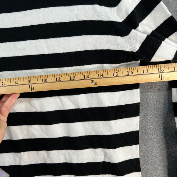 Belle by Kim Gravel Nautical Striped 3/4 Sleeve Sweater Black/White, XX-Small - Picture 7 of 8